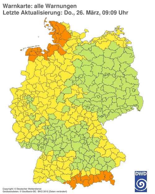 Aktuelle Wetterwarnungen für Kronach