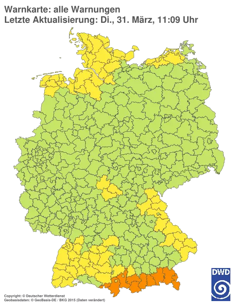 Aktuelle Wetterwarnungen für Kronach